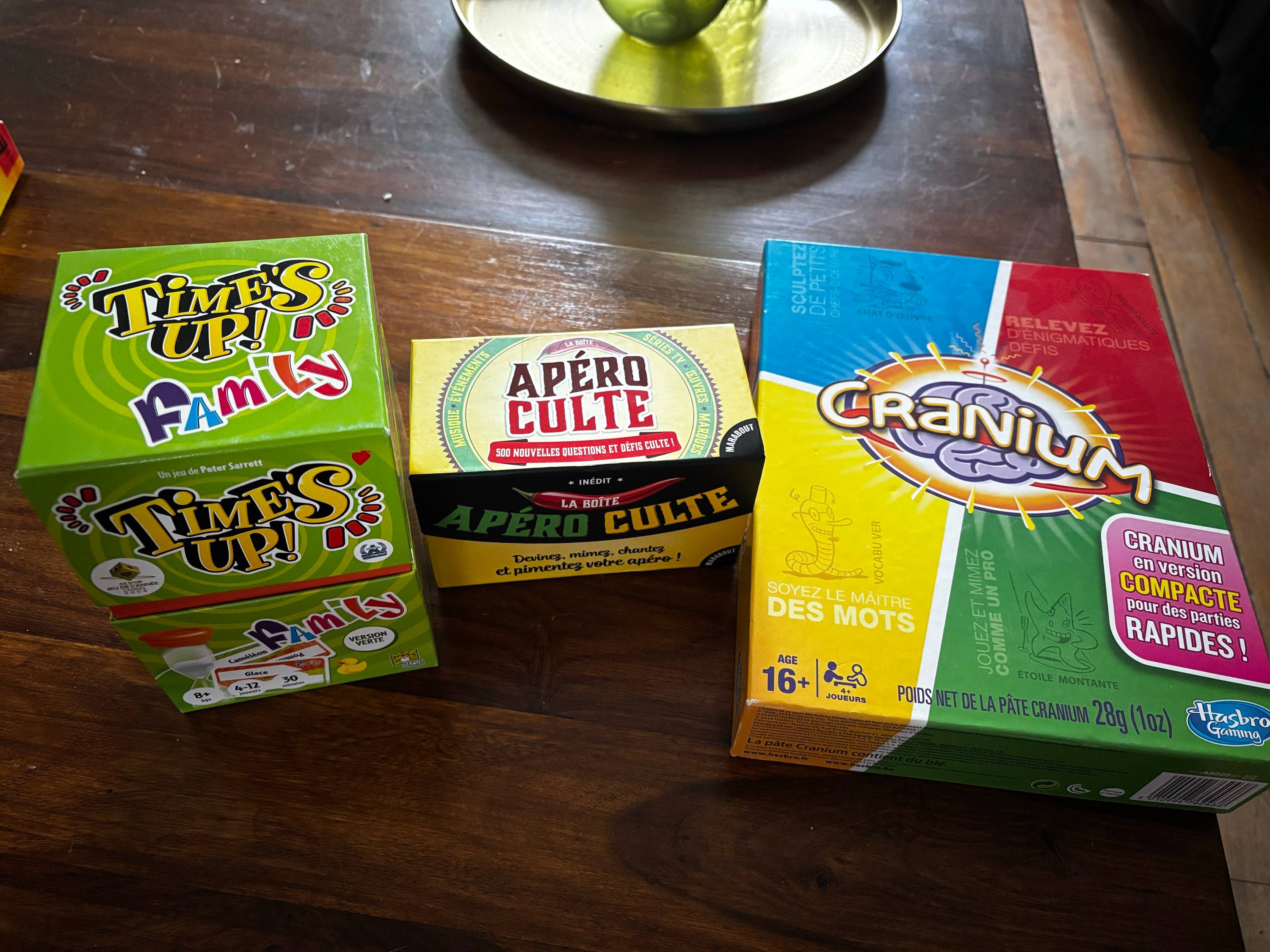 Vends lot de 3 jeux de société : Cranium, Time’s Up et Apéro Culte