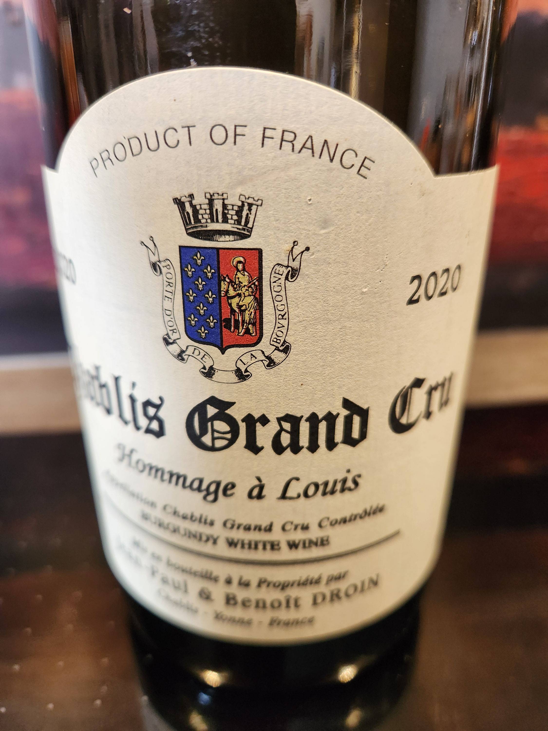 Vends 1 Bouteille Chablis GC JP&B. Droin Hommage à Louis 2020