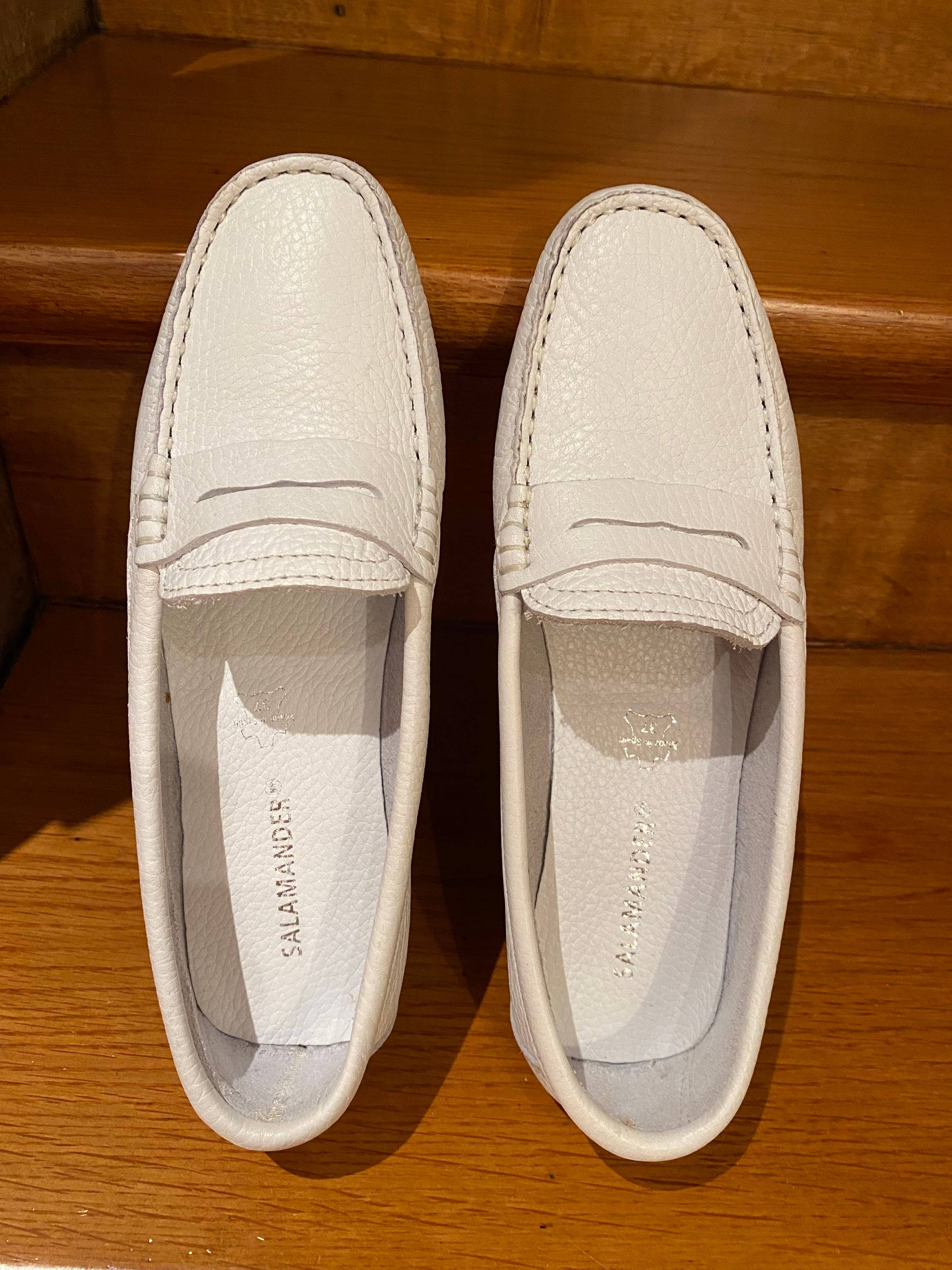 Vends mocassins femme en cuir blanc Salamander - Pointure 37