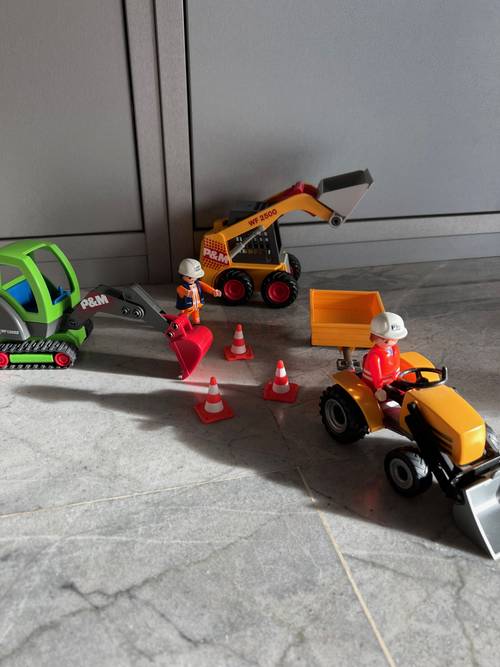 Lot très complet playmobil travaux de chantier pelleteuse tracteur