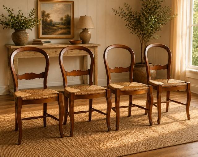 Vends lot de quatre chaises en merisier