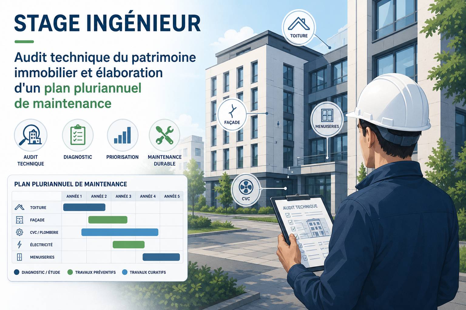 Propose stage ingénieur – Audit technique du patrimoine immobilier et  plan pluriannuel de maintenance