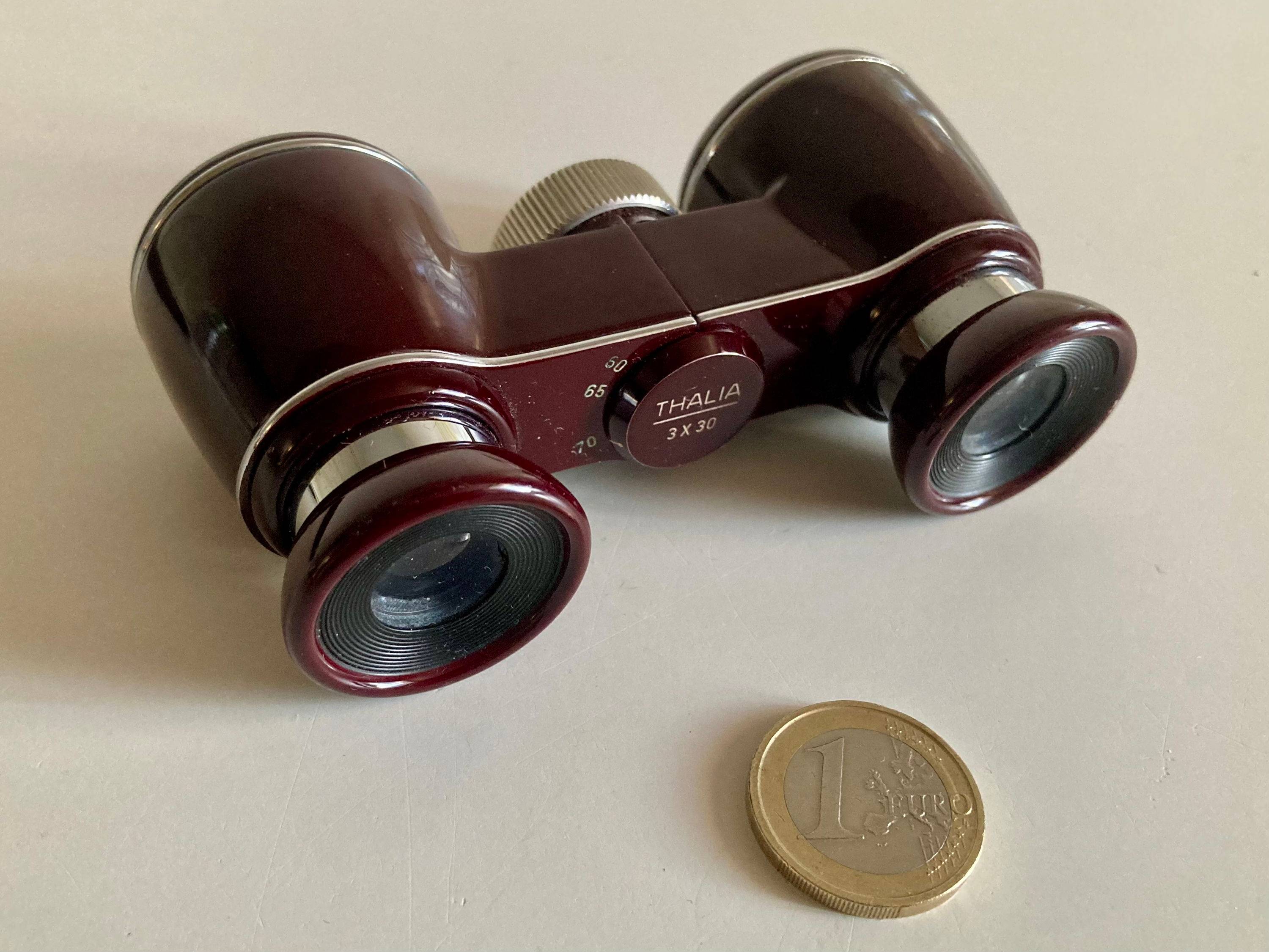 Jumelles Theatre Opera Thalia ISO émail bordeaux + pochette velours de soie