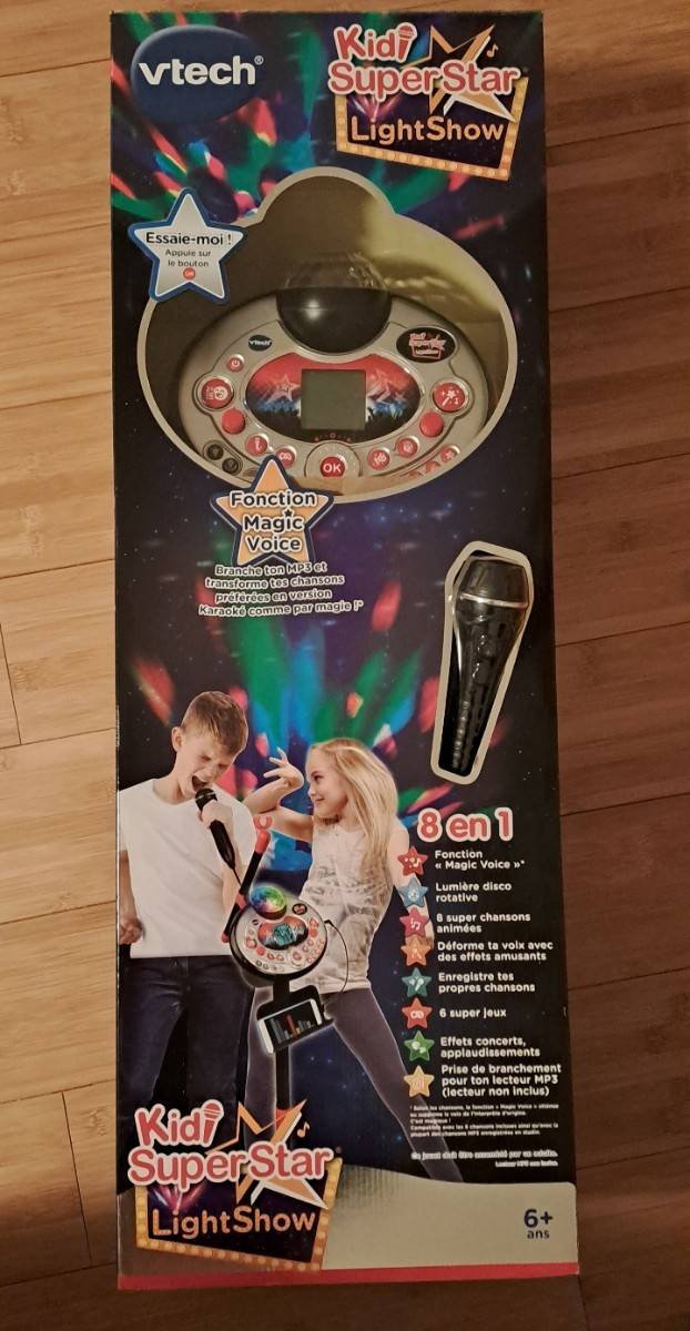 VTech KidiSuperStar LightShow dans sa boîte d’origine (micro+ console+effets sonores et lumineux)