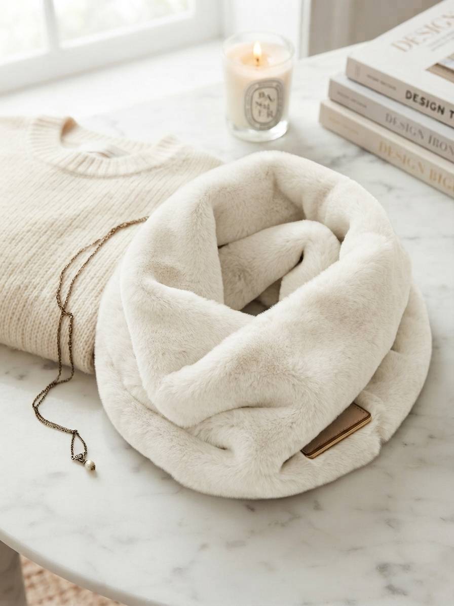 Vends tour de cou / snood en fausse fourrure blanc cassé – ultra doux – excellent état