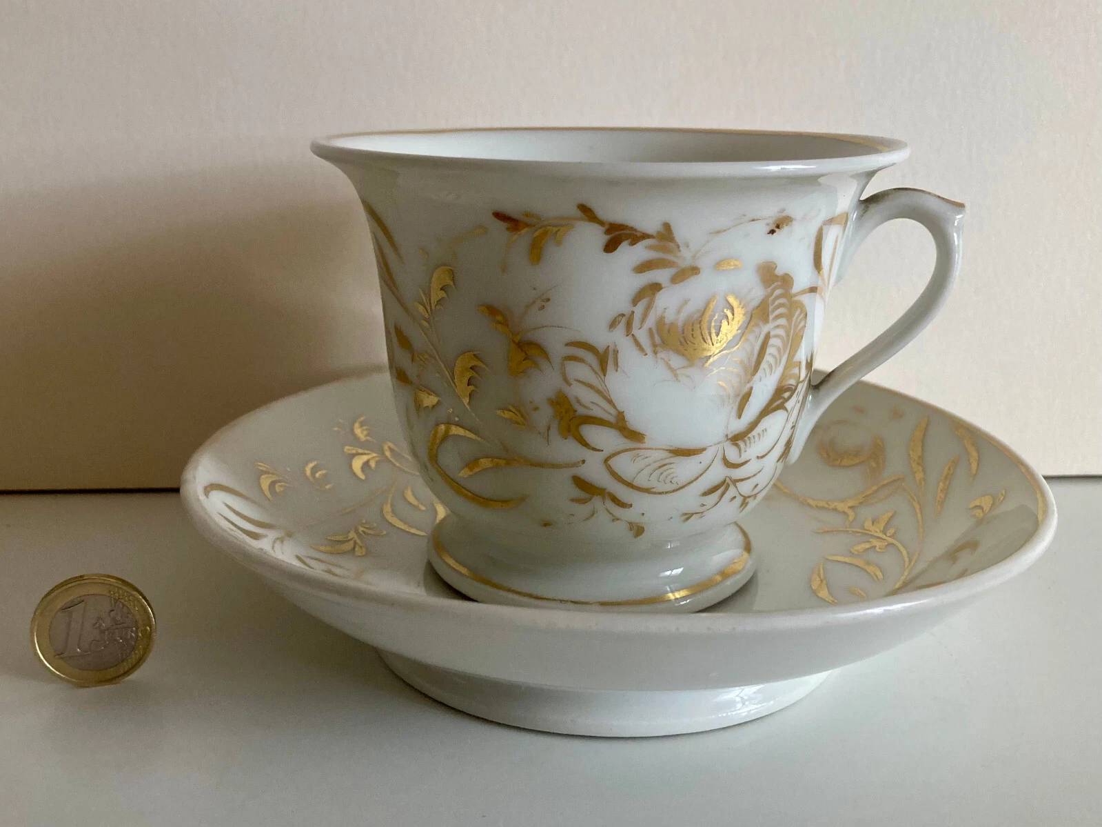 Vends grande tasse soucoupe porcelaine Paris XIXème époque Restauration Louis Philippe