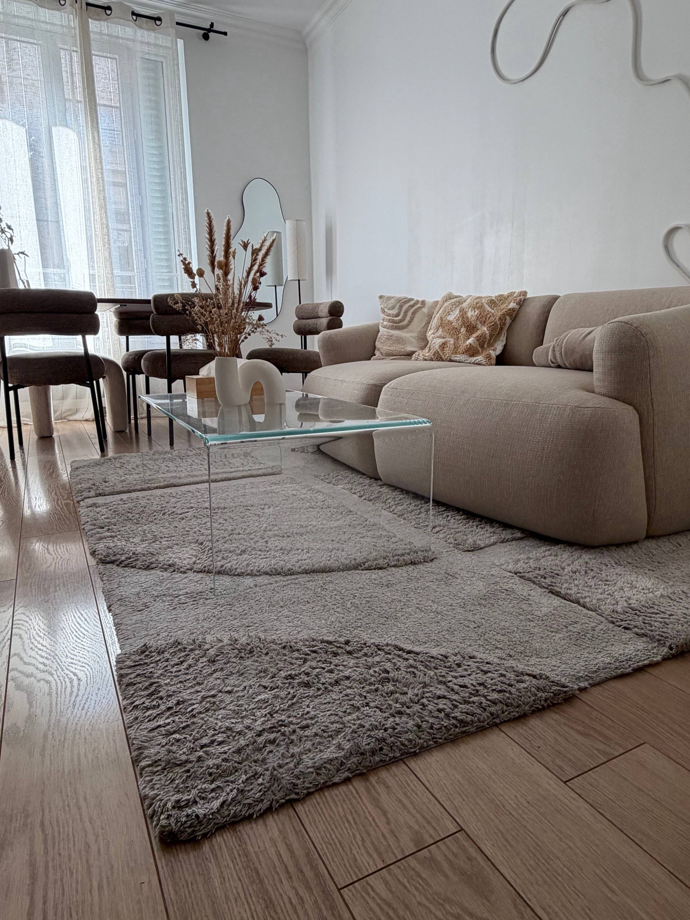 Vends tapis texturé Westwing beige moelleux à poils longs