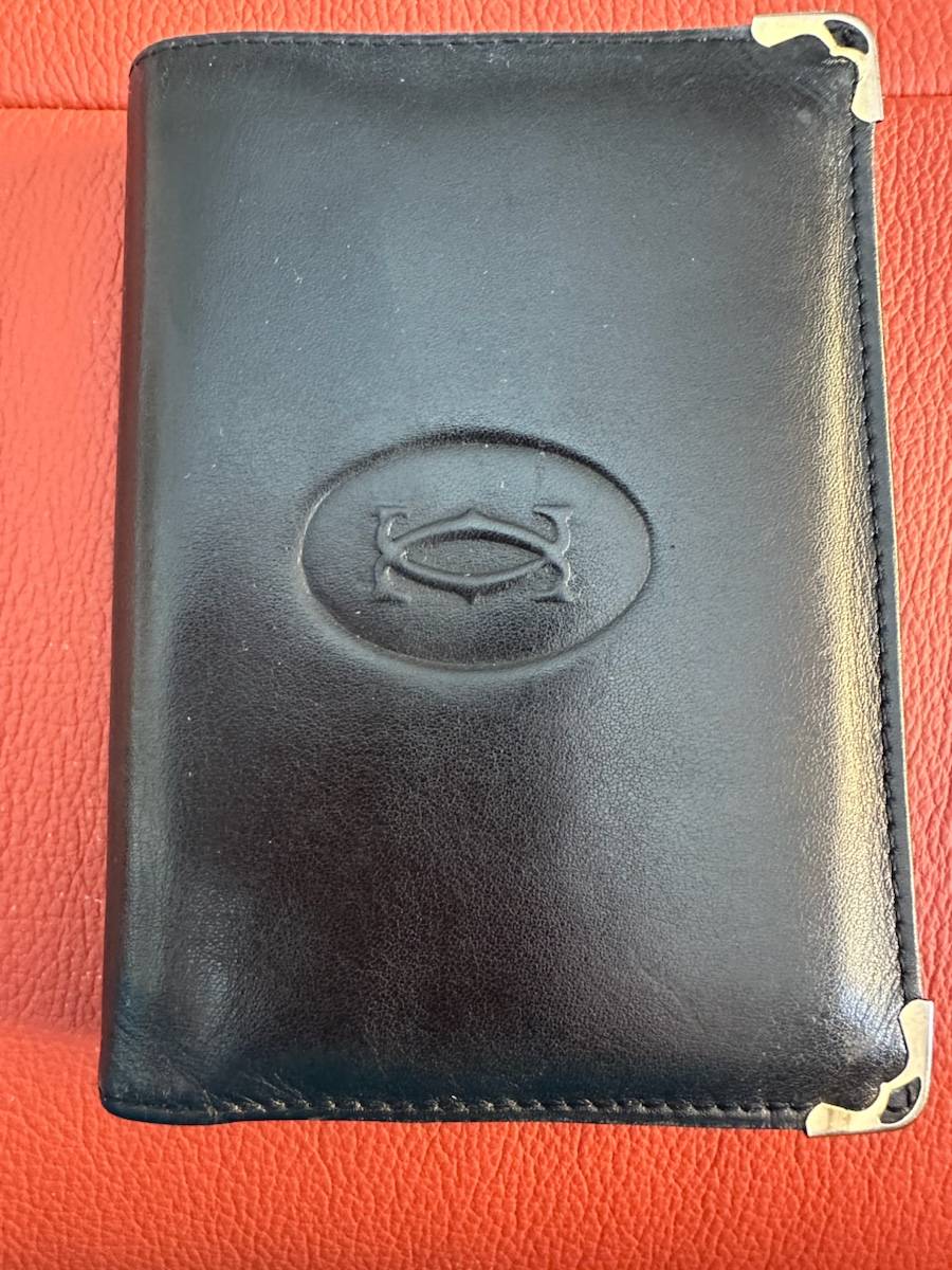 Portefeuille cuir noir Cartier
