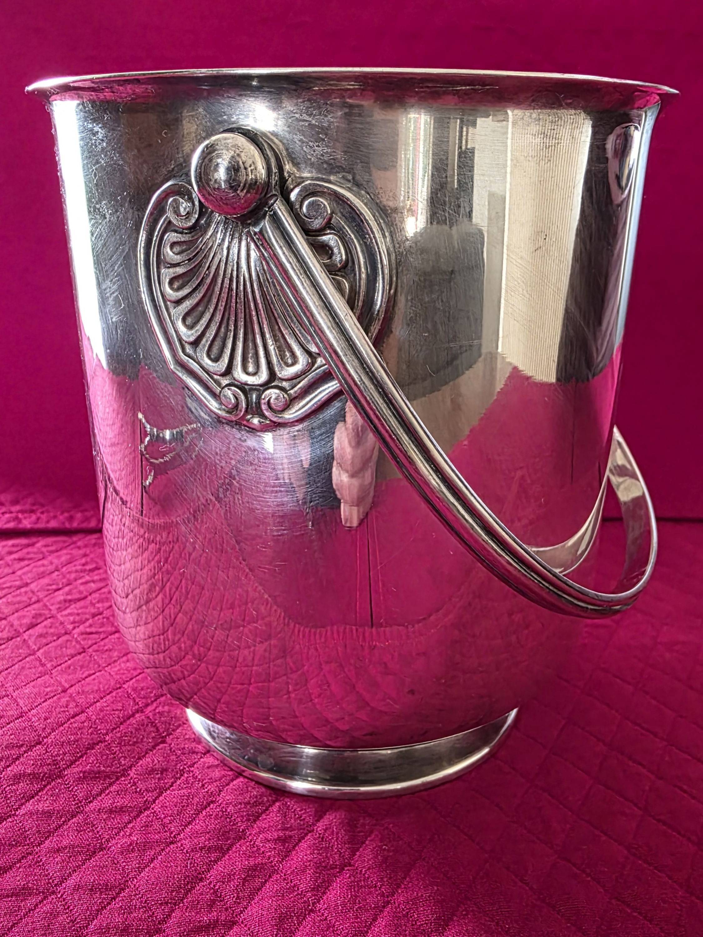 Vends seau à glace vintage Christofle modèle Ormesson en métal argenté de 15,5 cm de hauteur