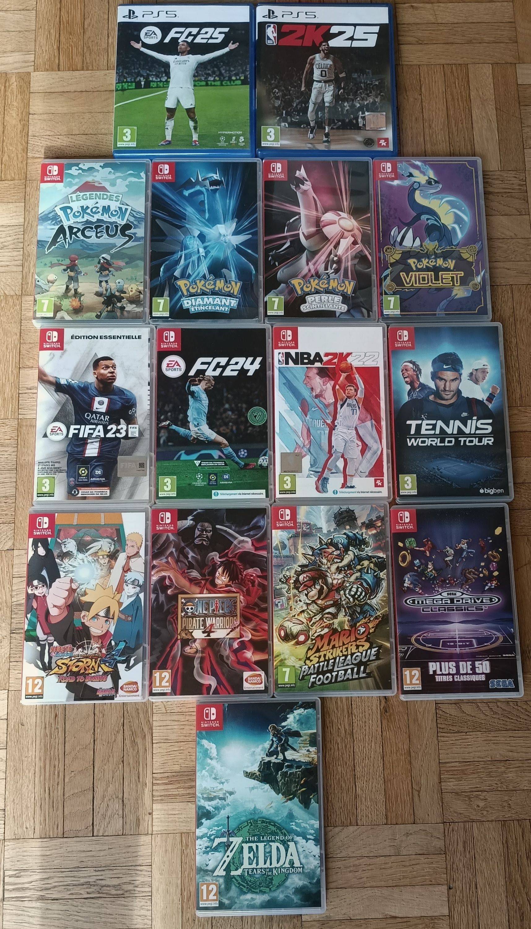Jeux vidéo Switch 1 (Mario, Pokémon, FC24, etc) et PlayStation 5 (Nba2k25, FC25)