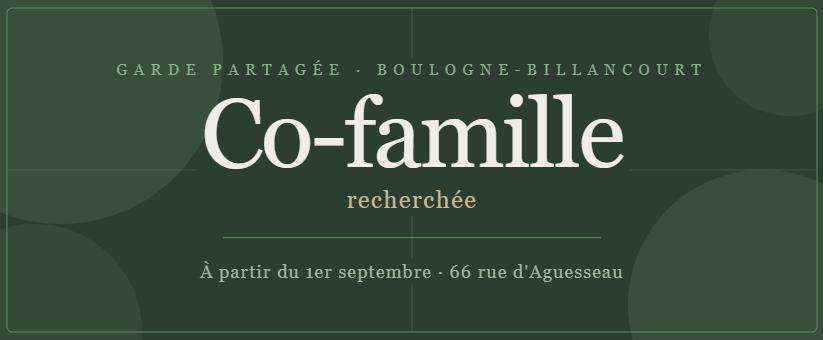 Propose garde partagée sur Boulogne-Billancourt