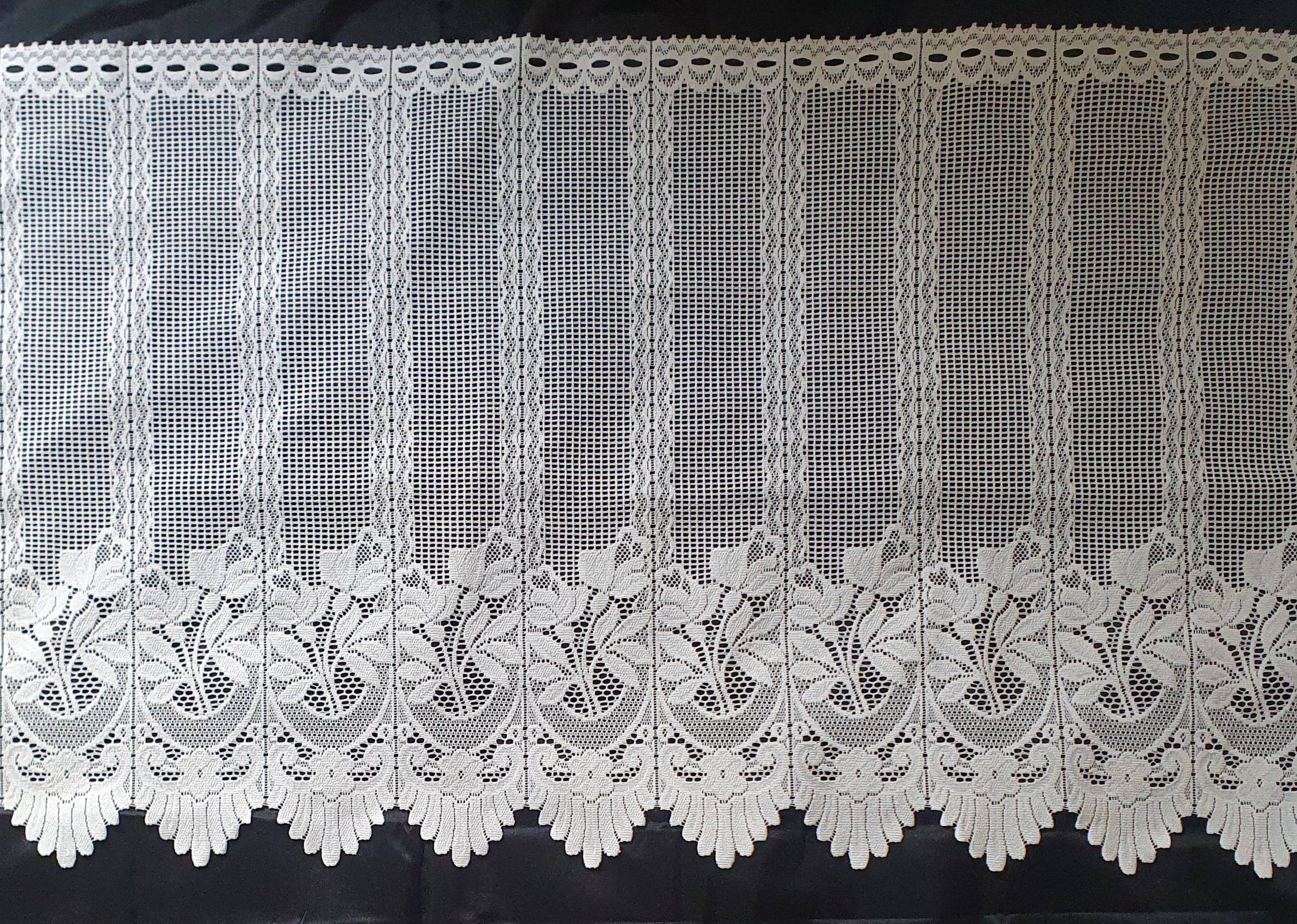 Vends paire de voilage / rideaux brise-bise en dentelle Épaisse aux motifs floraux, 88x150cm, vintage