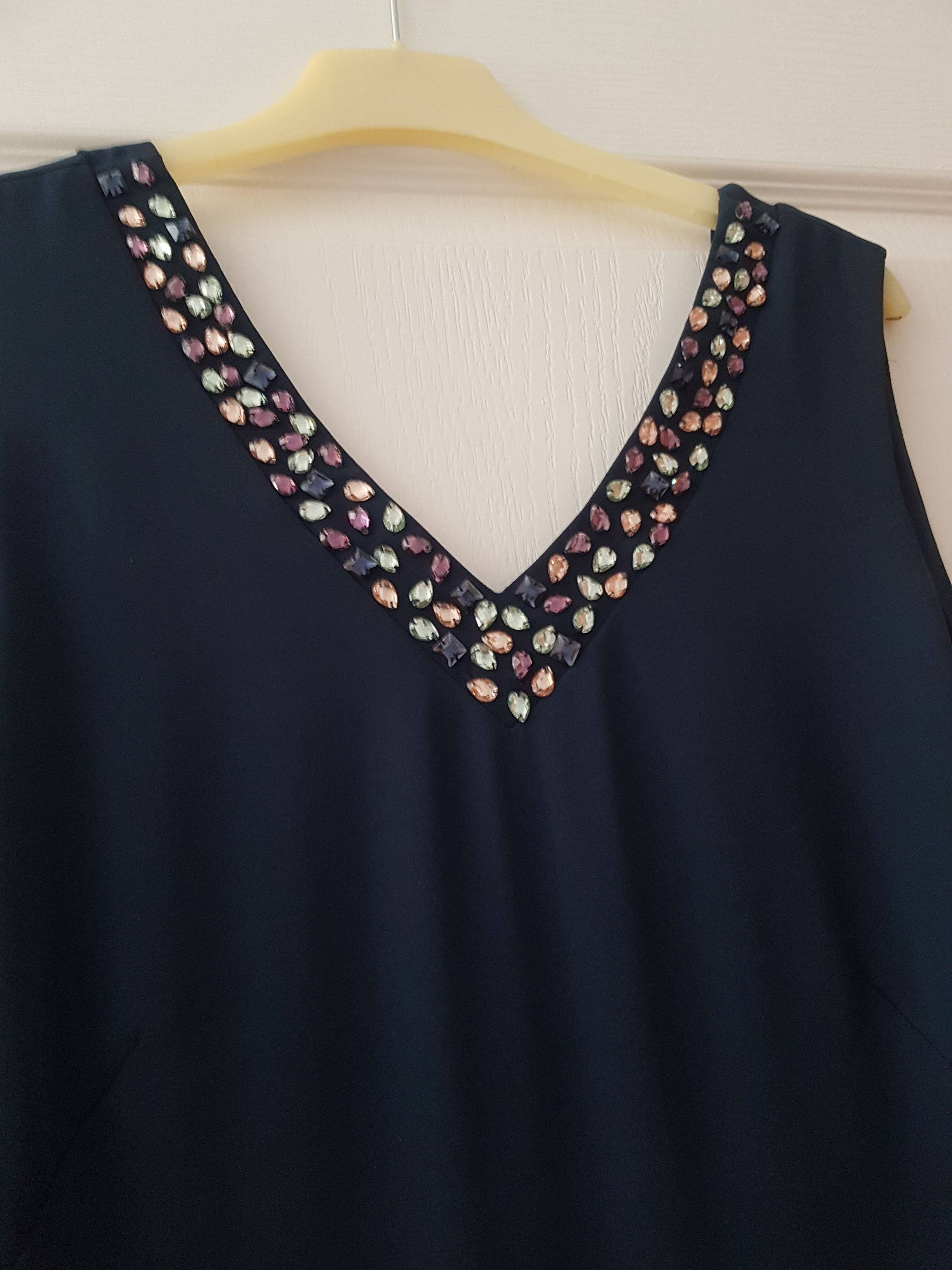 Robe habillée, doublée, bleu marine : comme neuve - Marque "1-2-3" - Taille S