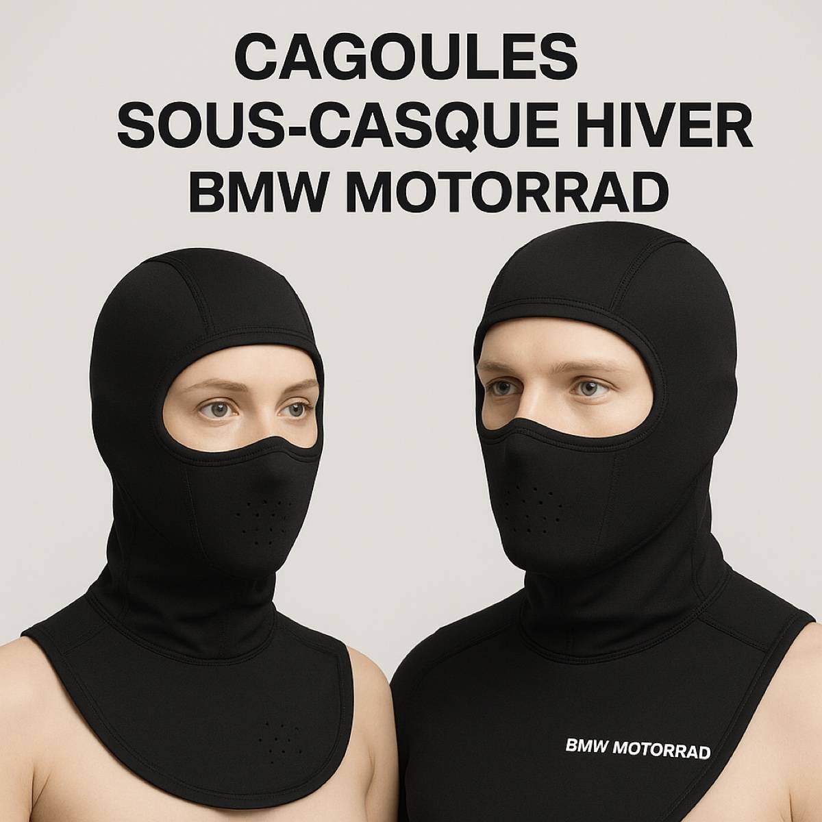 Lot De 2 Cagoules Blanches ARROMI - Cagoule Tricotée Multifonction Ski Moto Vélo, Homme Femme