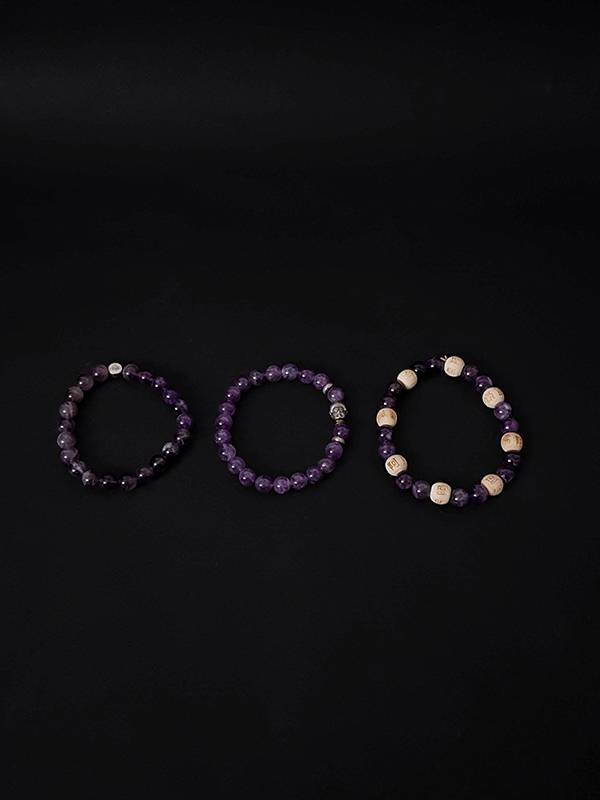 Vends lot de 3 bracelets perles améthyste