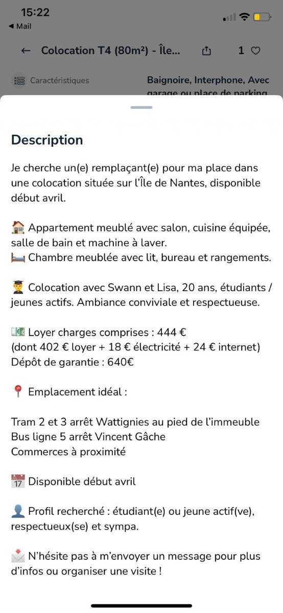 Une photo de l’annonce