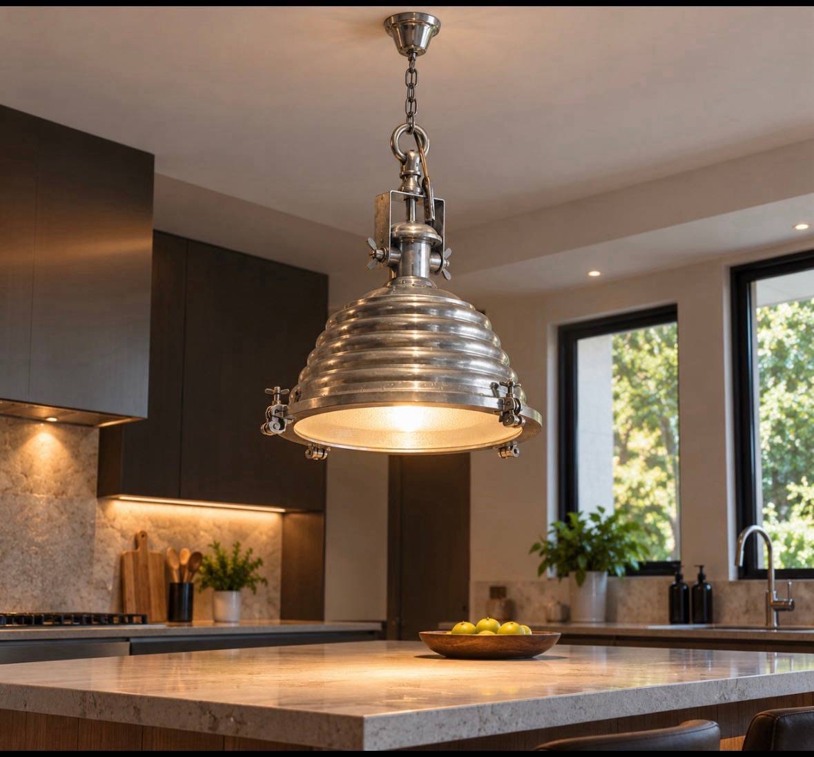 Lot 8 luminaires suspensions chromées style industrielle 