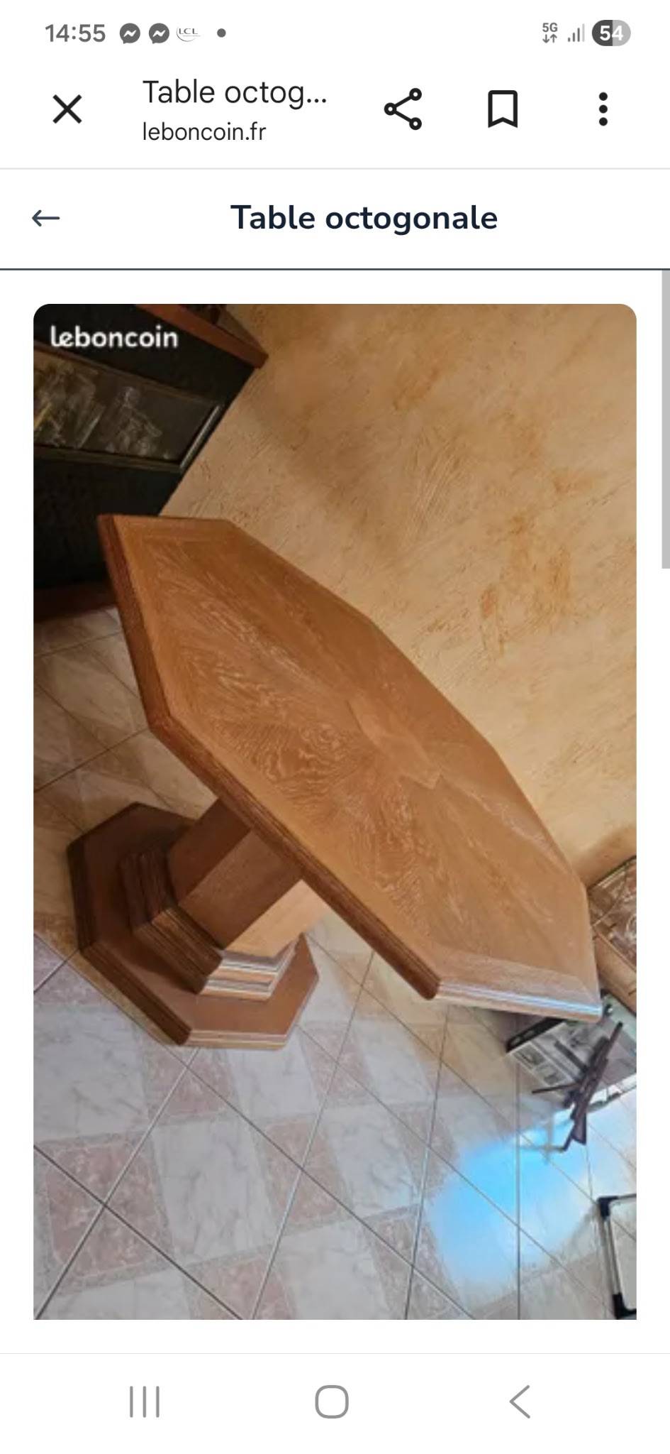 Vends table octogonale en merisier clair Roche et Bobois, 4 chaises disponibles si besoin