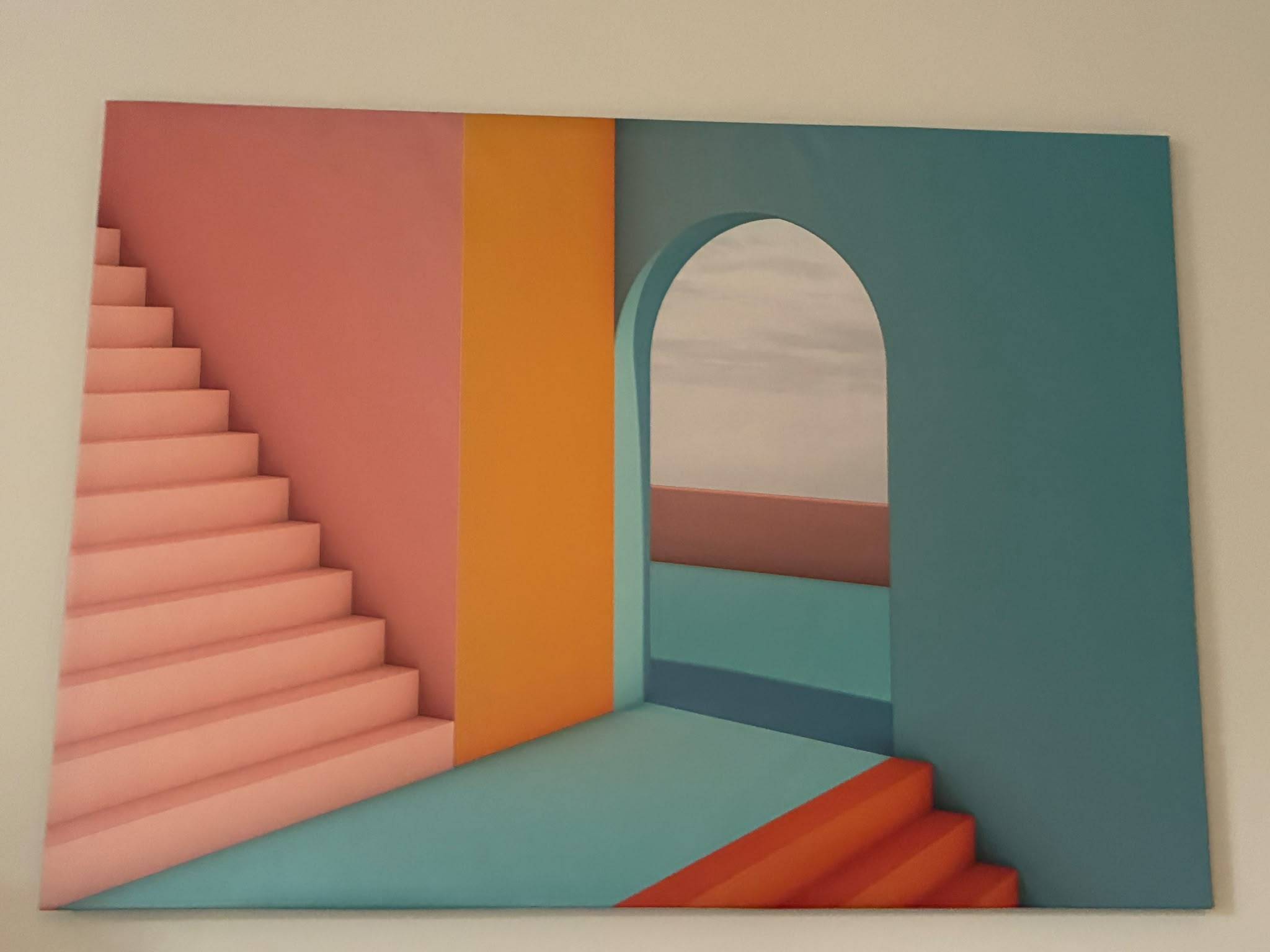 Vends tableau toile imprimée - déco architecture pastel (grand format)