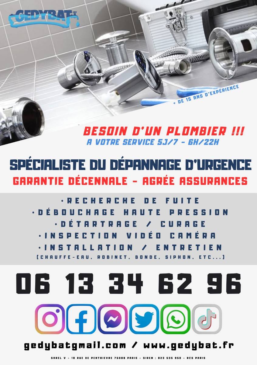 Propose mes services de plombier pour dépannage en Île-de-France