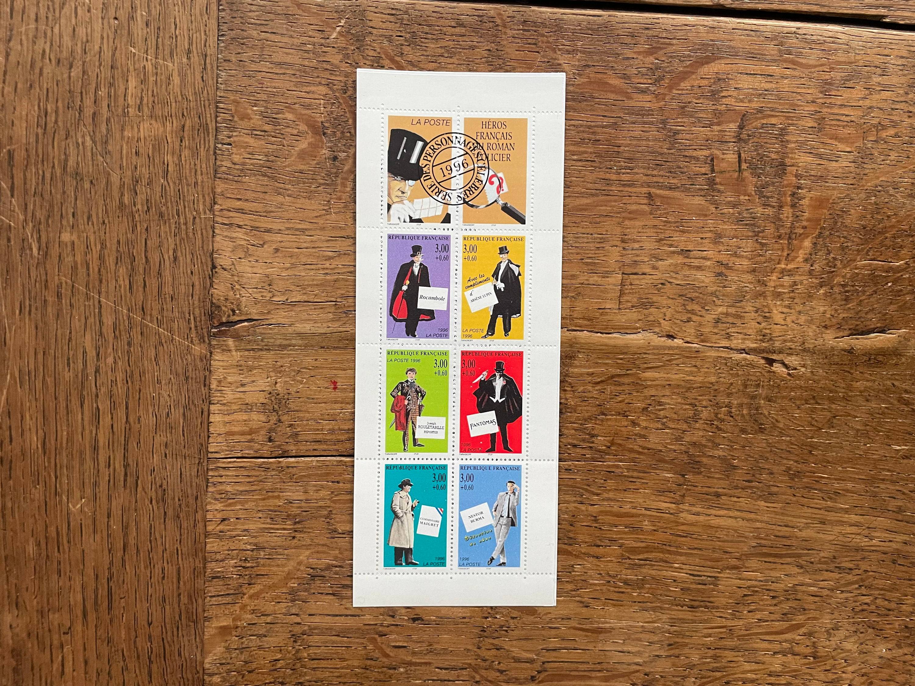 Timbres neufs Héros français du roman policier, 1996