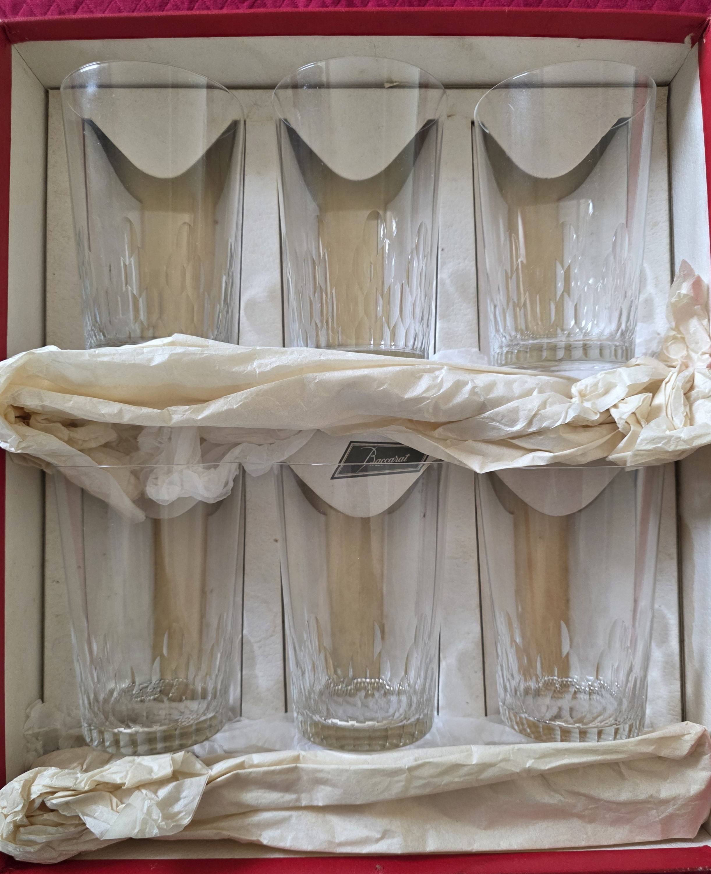 Vends coffret de 6 verres gobelets long drink en cristal de Baccarat - neufs