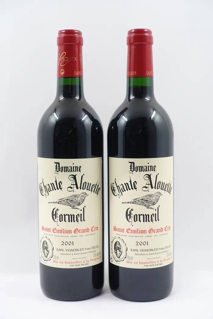 Vends 12 bouteilles Château Chante Alouette Cormeil 2001 Grand Cru Saint-Émilion