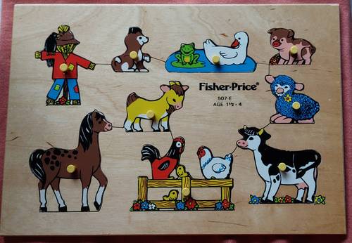 Puzzle Bois Fisher Price Vintage 1982 Thème La Ferme et les Animaux Premier âge
