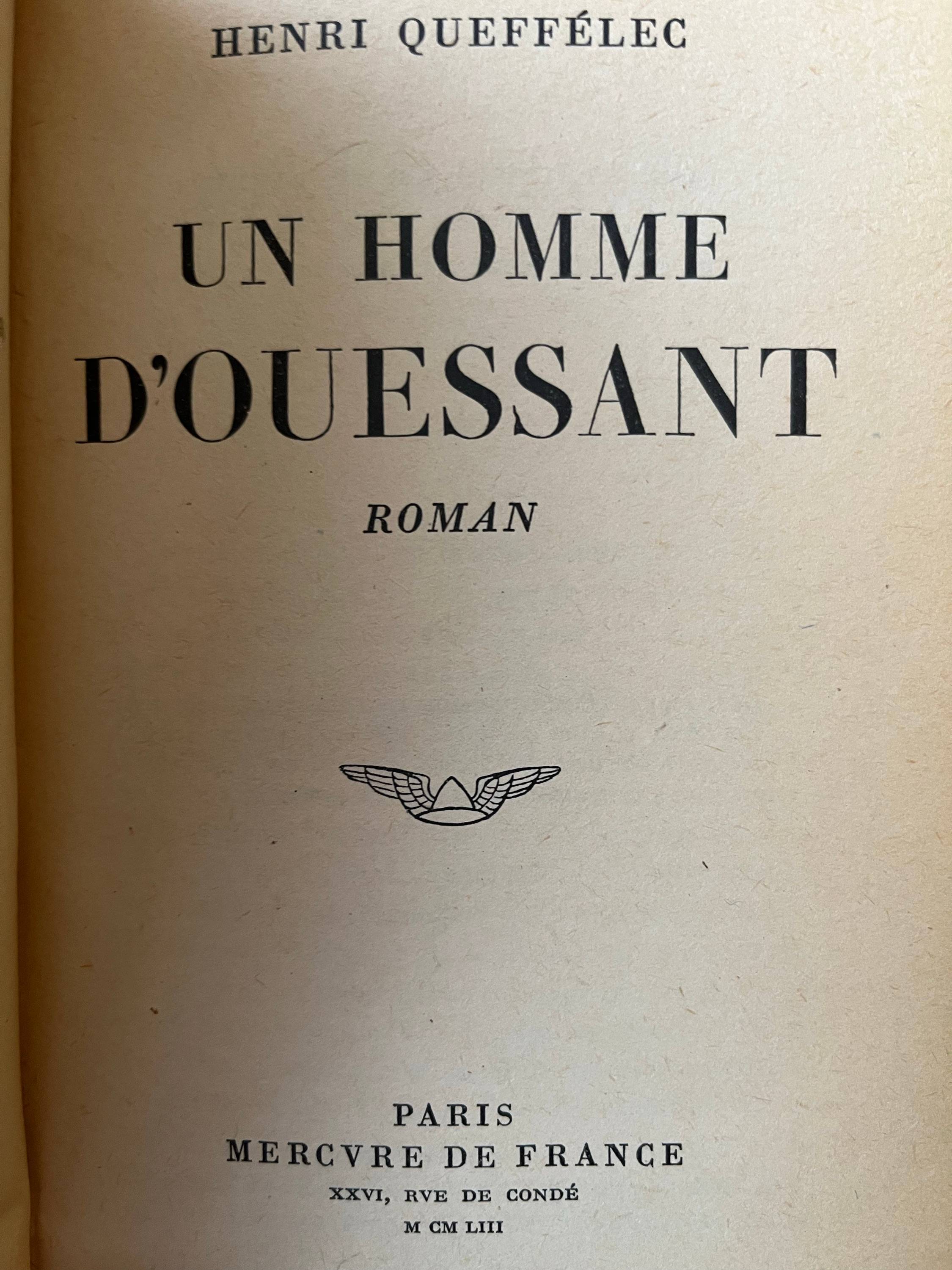 Vends Henri Queffelec : Un homme d’Ouessant 1953