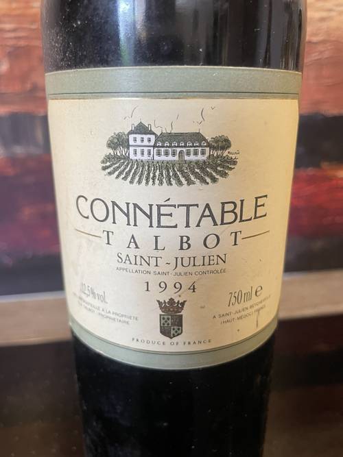 Vends bouteille St Julien Château Connetable Talbot 1994 Bordeaux rouge
