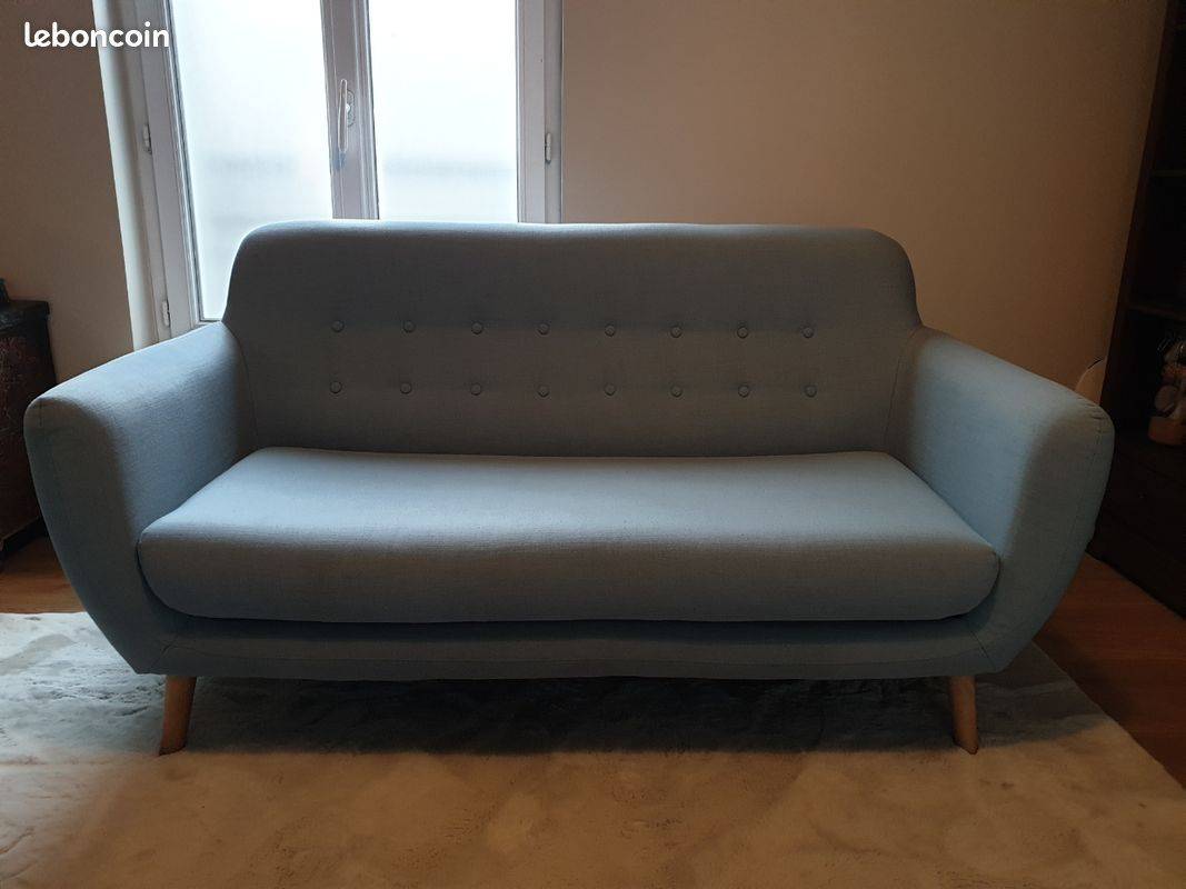 Canapé scandinave Maisons du Monde bleu clair – Modèle Iceberg, très bon état