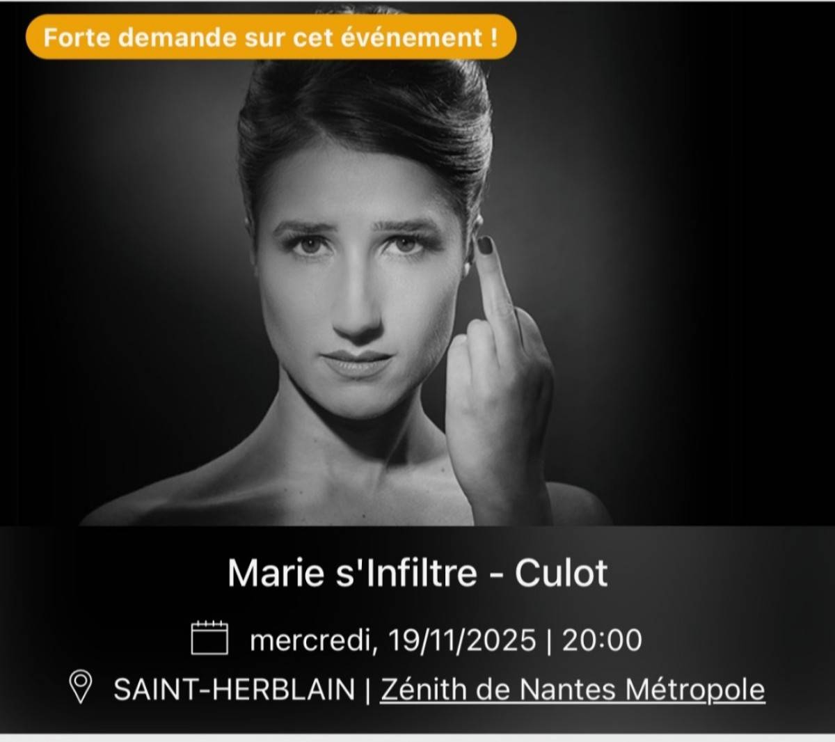 Propose 2 places pour le spectacle "Marie s’infiltre" le 19 novembre