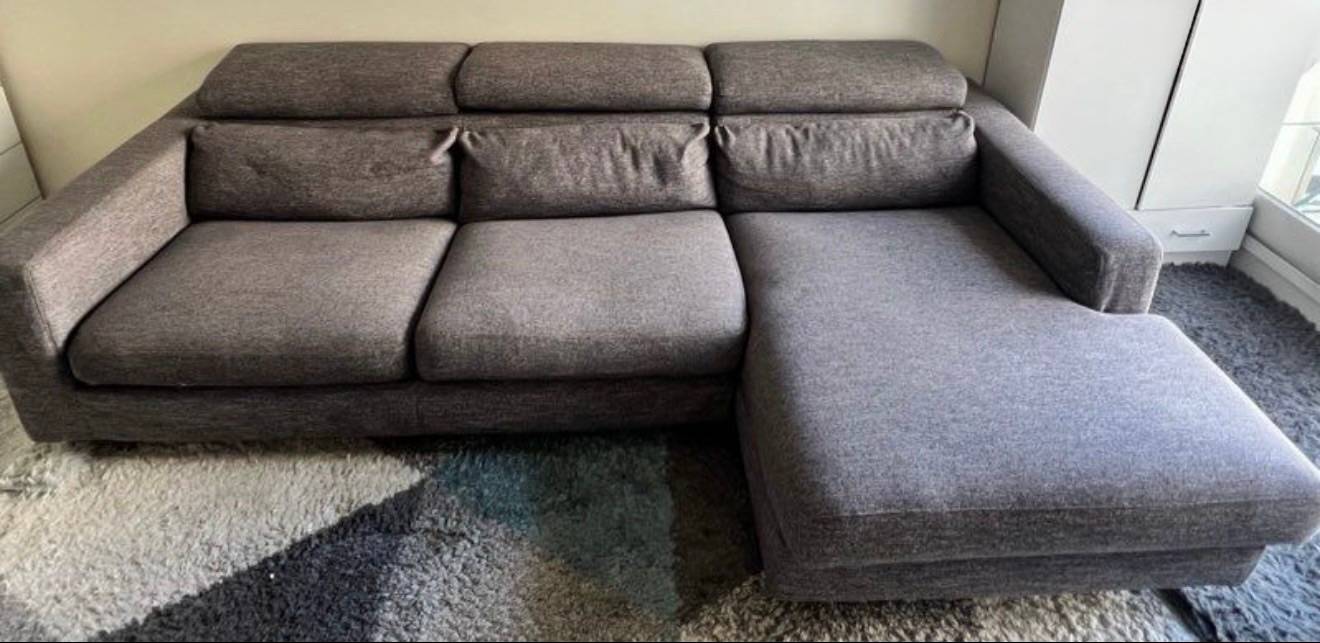 Vends canapé Poltronesofa - 3 places (2 places + méridienne) - gris foncé