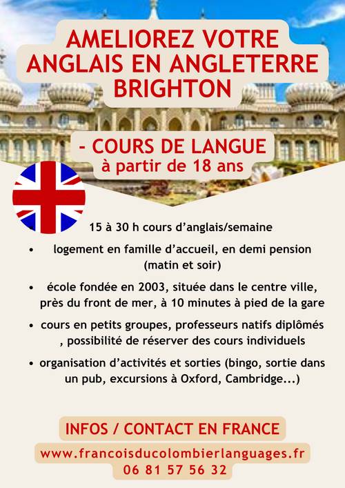 Propose séjour cours anglais et accueil en famille en Angleterre