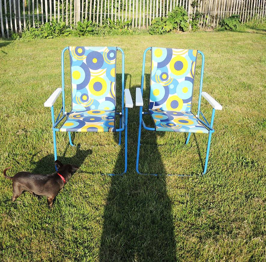 2 Anciennes Chaises de Camping Pliables à Motif Pop