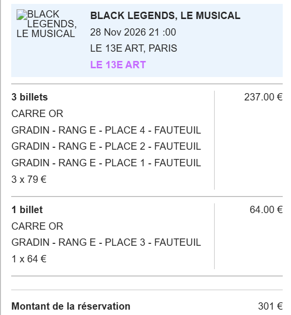 Propose 4 places pour Black Legends au 13ème Art le 28 novembre