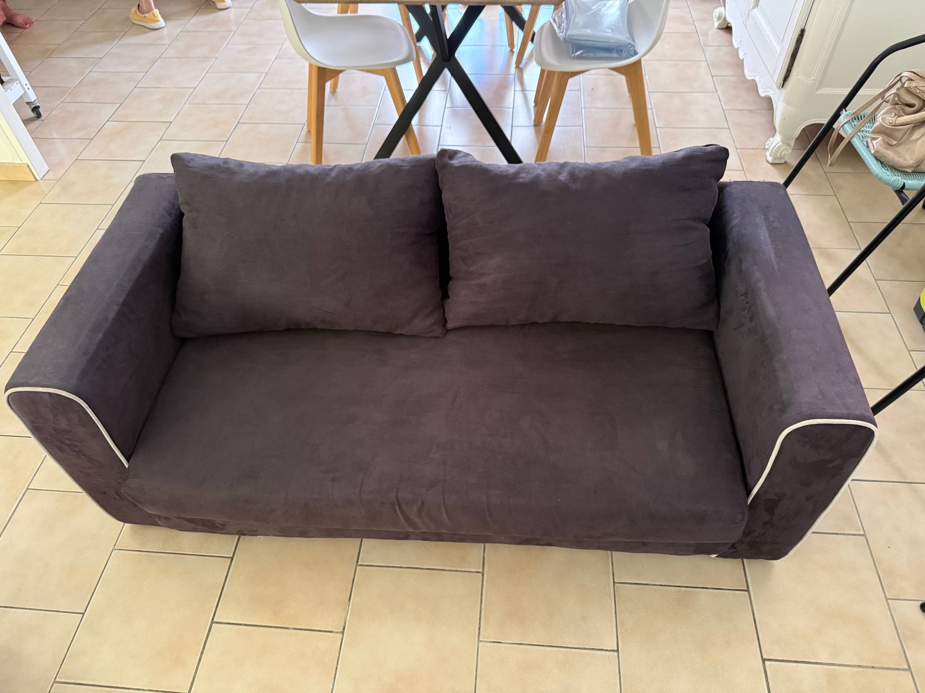 Canapé lit 2 en 1 en tissu bleu foncé