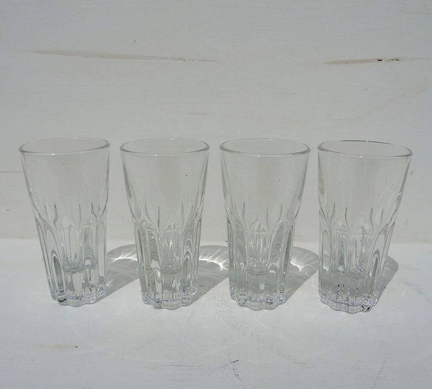 4 Anciens Verres à Pastis en Verre Transparent