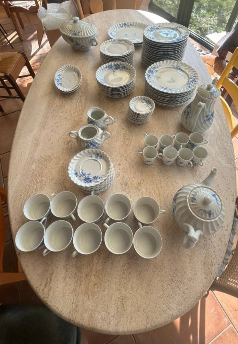 SERVICE DE TABLE porcelaine HAVILAND modèle pamplemousse bleu et jaune fond bla EUR 700,00 - FR
