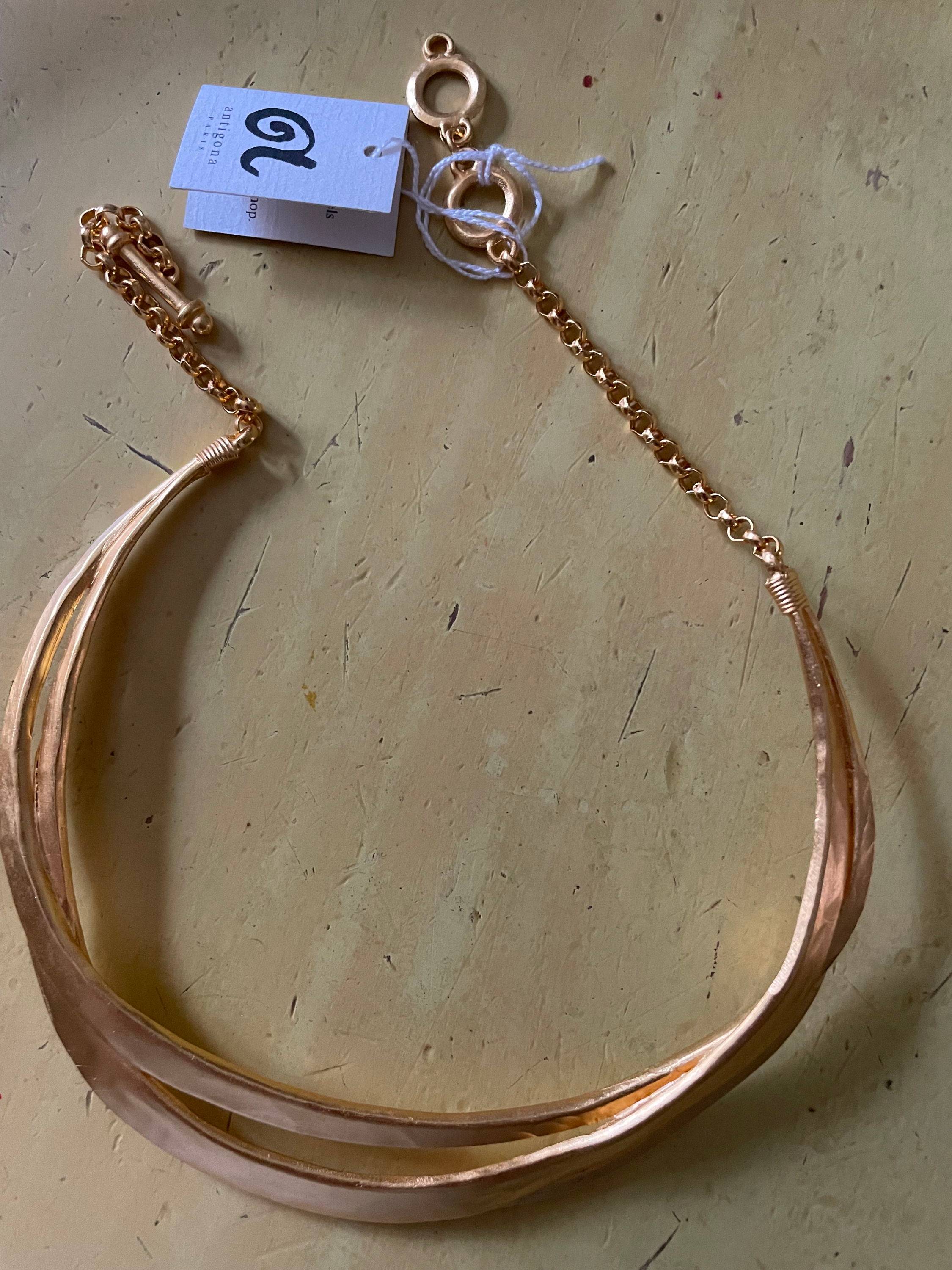 Vends collier rigide branches 2 brins dorées Antigona