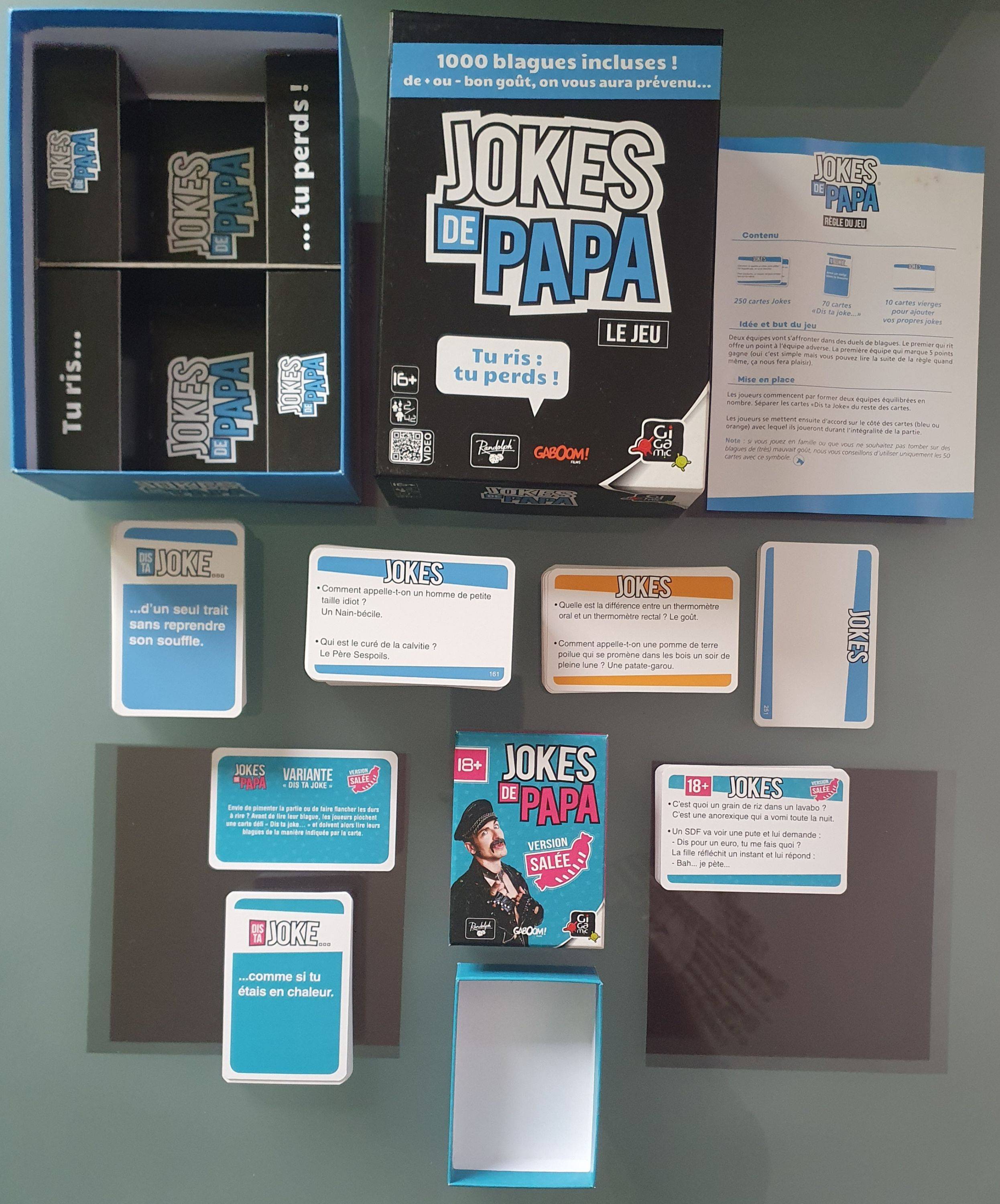 Vends lot de 2 jokes de papa classique + version salée, tu ris tu perds, Gigamic, TBE