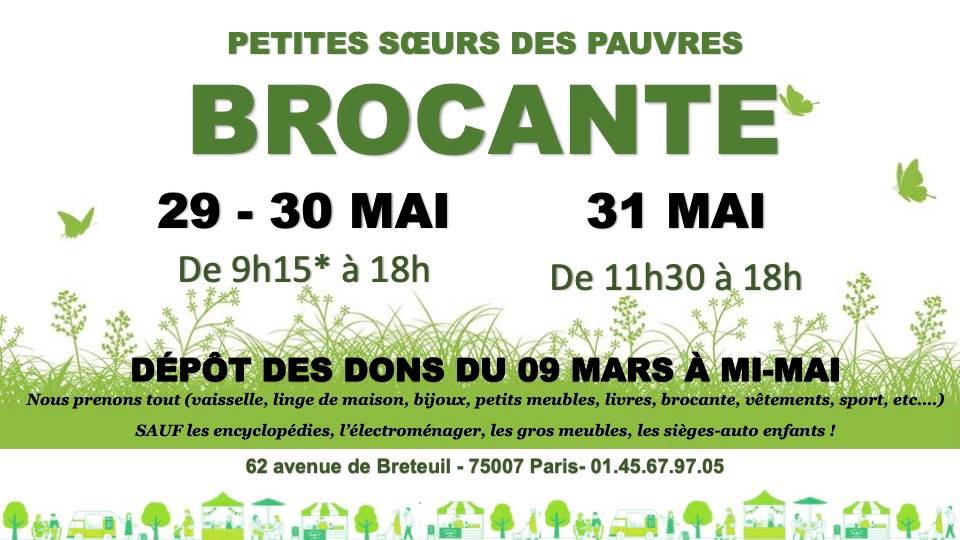 Propose brocante - Petites Sœurs des Pauvres le 31 mai