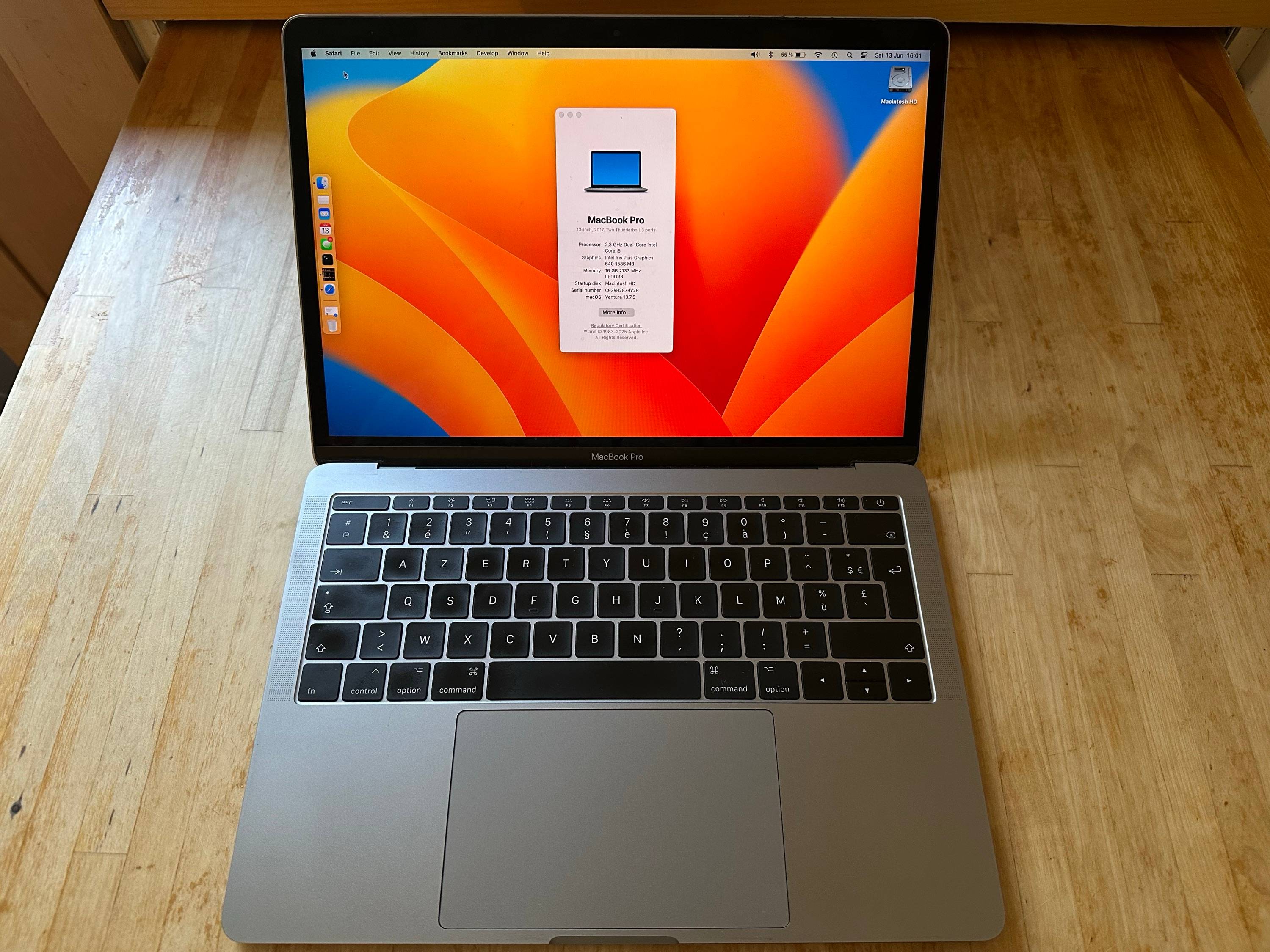 Vends MacBook Pro 2017 excellent état