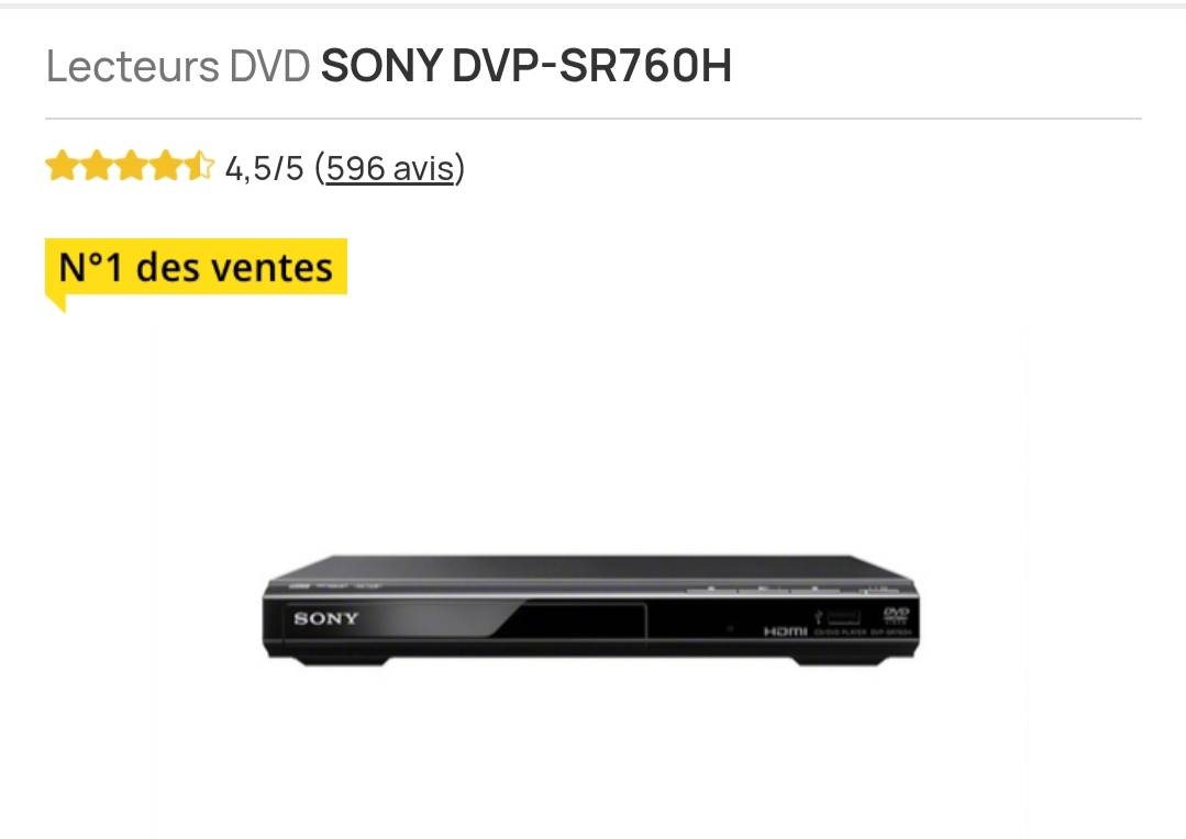 Lecteur DVD Sony DVP-SR760H neuf