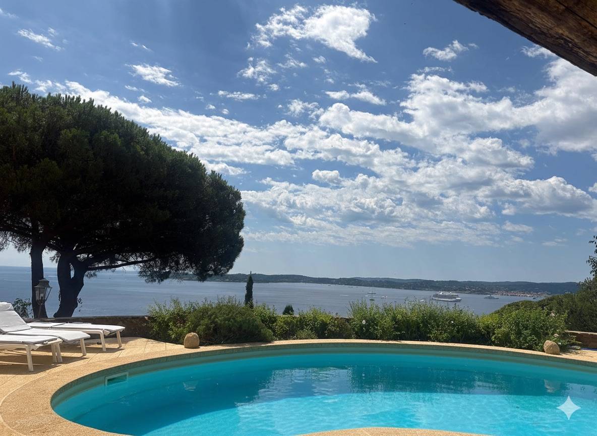 Villa vue mer exceptionnelle golfe de Saint -Tropez piscine 6ch 6sdb 12 pers