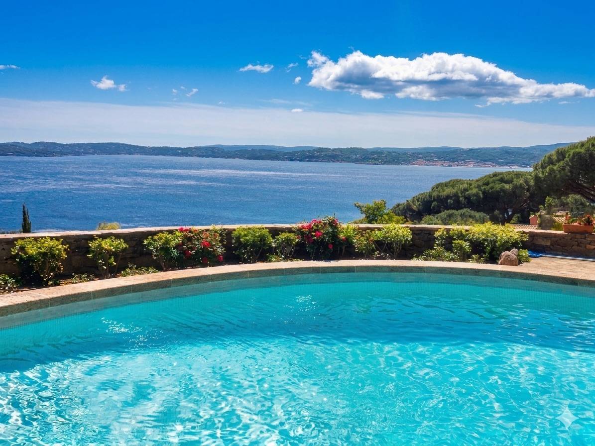 Villa vue mer exceptionnelle golfe de Saint -Tropez piscine 6ch 6sdb 12 pers