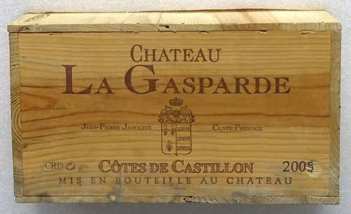 Vends 12 bouteilles de Château La Gasparade 2005 Côtes de Castillon