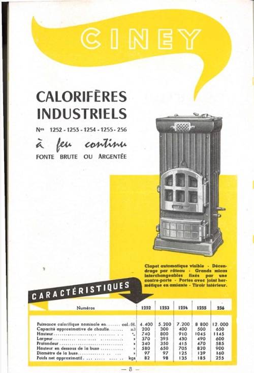 Vends poêle calorifère en fonte Ciney