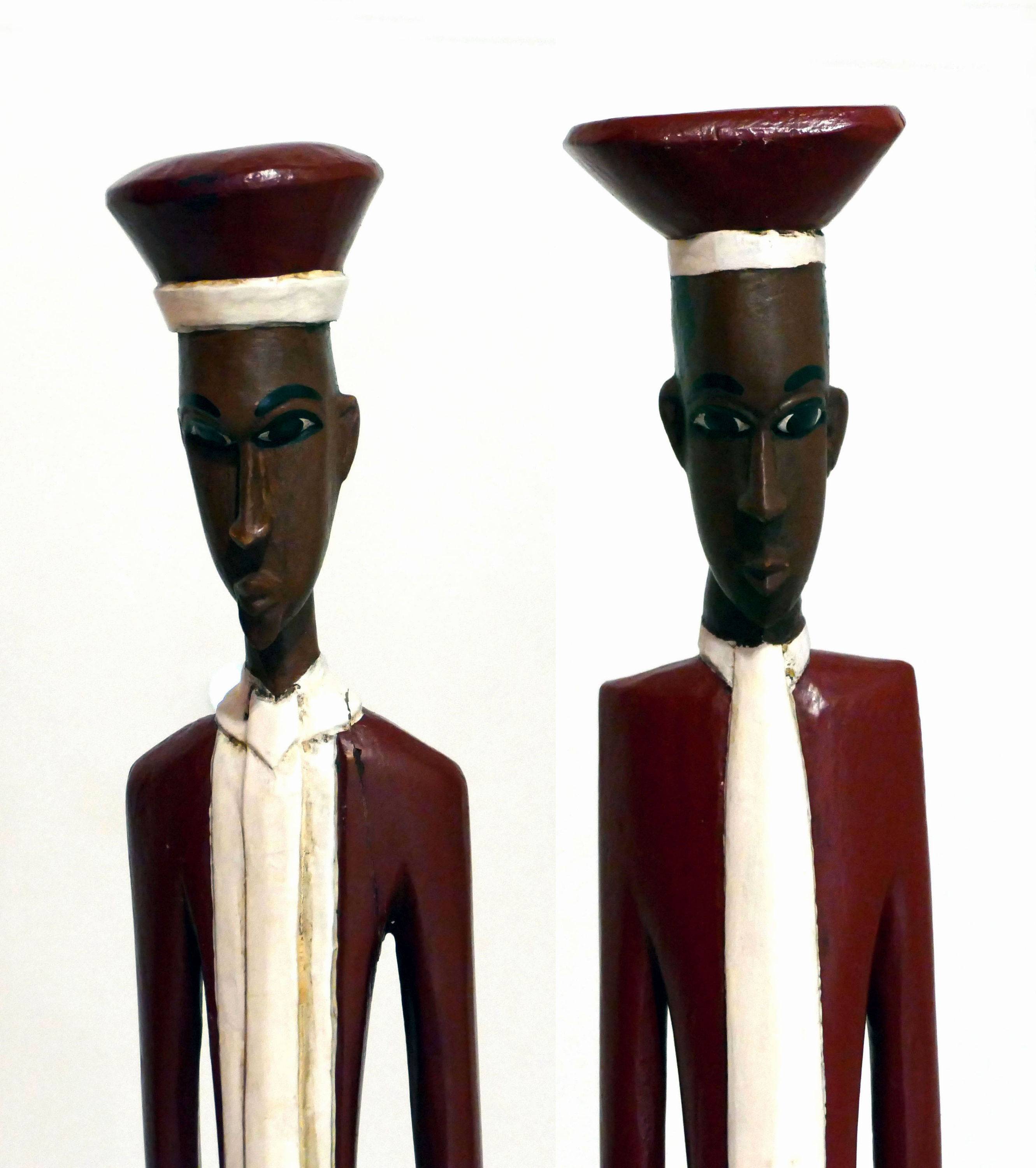 Sculpture statuettes africaines Avocat et Juge en robe (tenue du tribunal)