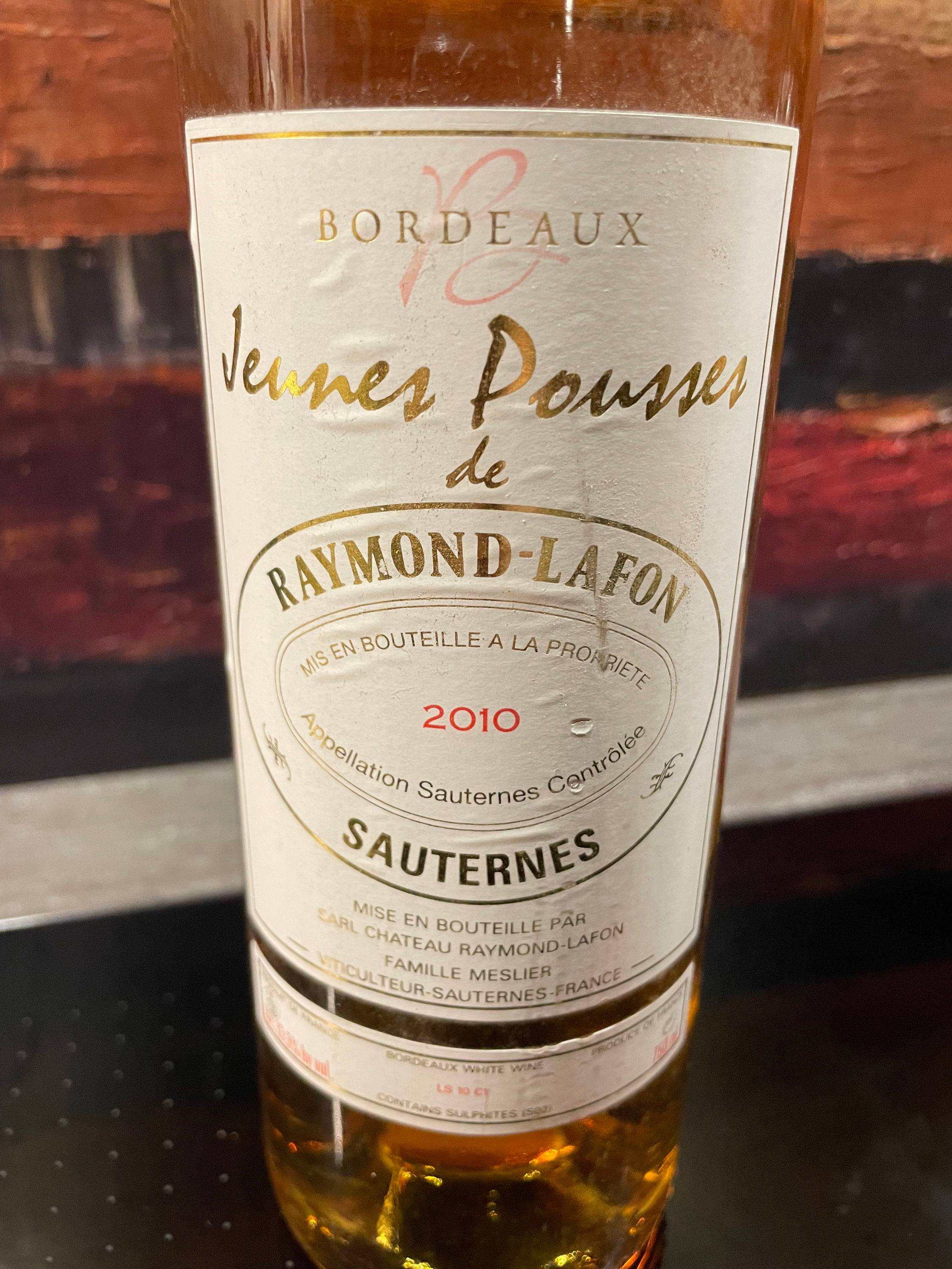 Vends 1 Bt Bordeaux Sauternes jeunes pousses 2010 de Raymond Lafon